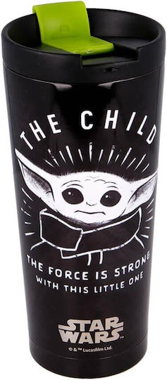 Stor Star Wars: The Mandalorian - Grogu Glass Thermos Stainless Steel 425ml Black with Mouthpiece