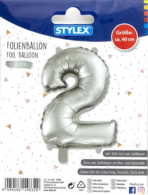 Ballon Folie Zahl 2 Silber 40cm