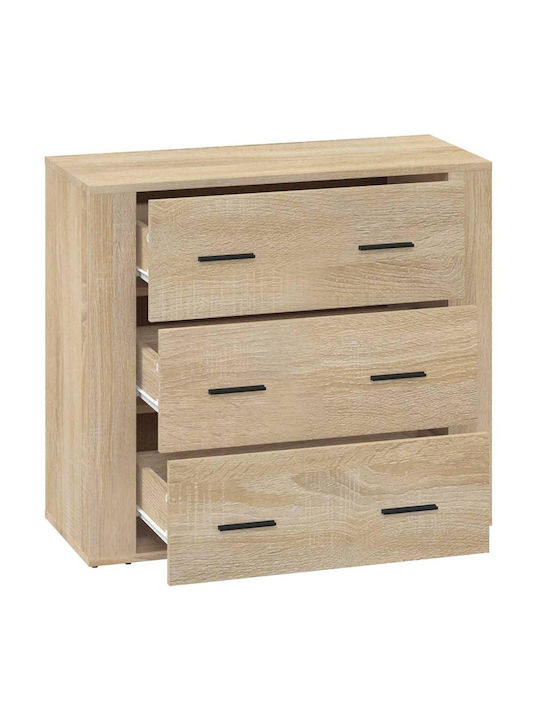 Wooden Chest of Drawers with 3 Drawers 80x33x70cm