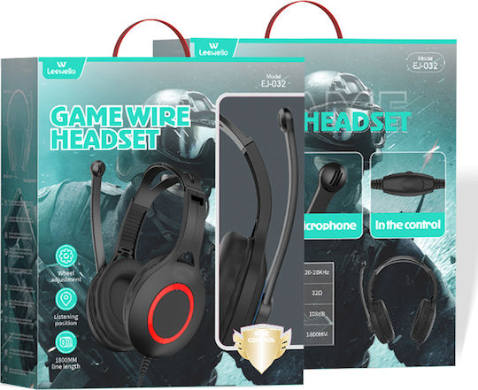 Leewello EJ-032 Over Ear Gaming Headset with Connection 2x3.5mm Red