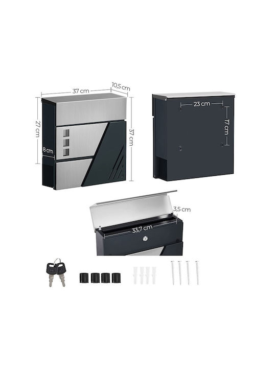 Songmics Cutie Poștală În Aer Liber Inox Culoare Argintie 37x10.5x37cm