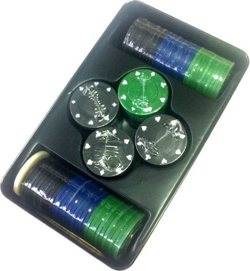 Zita Toys Set 100 Poker Chips 50mm / 11.5gr in Metallic Box with Deck 008.T100