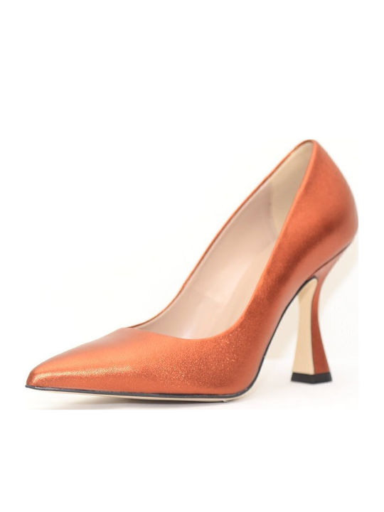 Leather Orange Heels