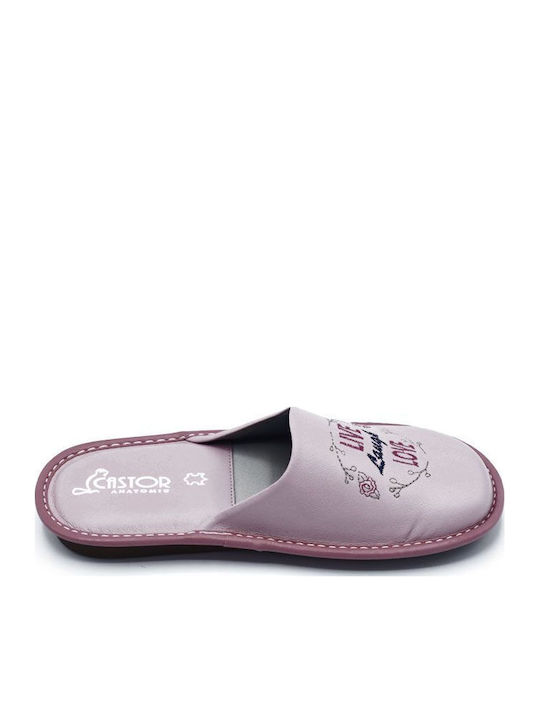 Anatomische Lederne Damen Hausschuhe Flieder