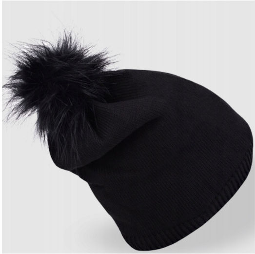 Beanie Γυναικείος Σκούφος Πλεκτός σε Μαύρο χρώμα