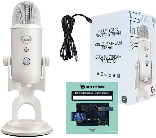 Blue Microphones Yeti Aurora Collection Πυκνωτικό Μικρόφωνο Επιτραπέζιο για Studio σε Λευκό Χρώμα