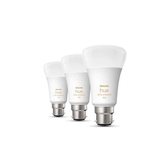 Philips Huewca 3p Eur Умни LED Лампи 6.5W за Цокъл E27 и Форма A60 RGBW 830лм Димируем 3бр