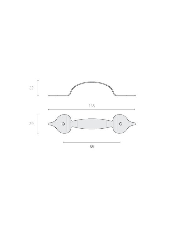 Zogometal Metallic Furniture Handle 8 Black 135mm (Hole Centers 88mm)