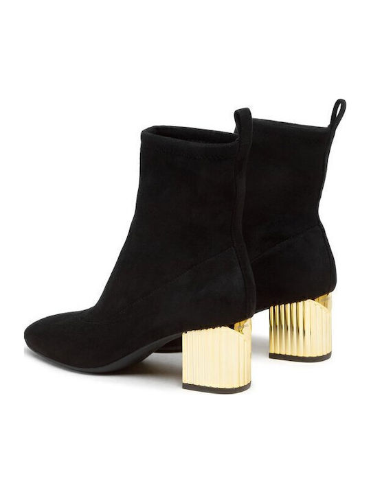 Porter Mid Suede Γυναικεία Μποτάκια με Μεσαίο Τακούνι Μαύρα