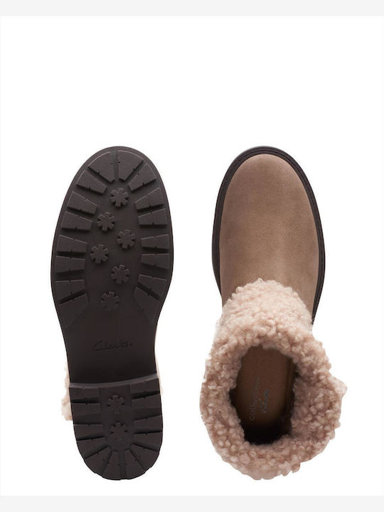 Opal Zip Suede Women's Ankle Boots with Fur Gray