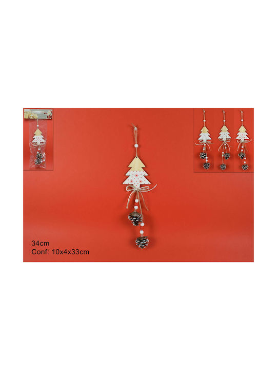 Due esse Christmas Wooden Tree Ornament White 34cm