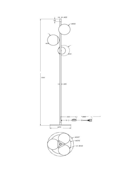 Maytoni Nostalgia Floor Lamp H150cm. Black