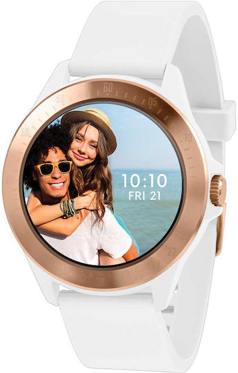 Harry Lime HA07 Aluminum 44mm Smartwatch with Heart Rate Monitor Rose Gold White Silicone