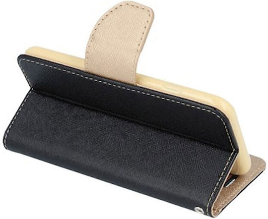 Tel1 Fancy Diary Wallet Synthetic Leather Black / Gold (Redmi 10C)