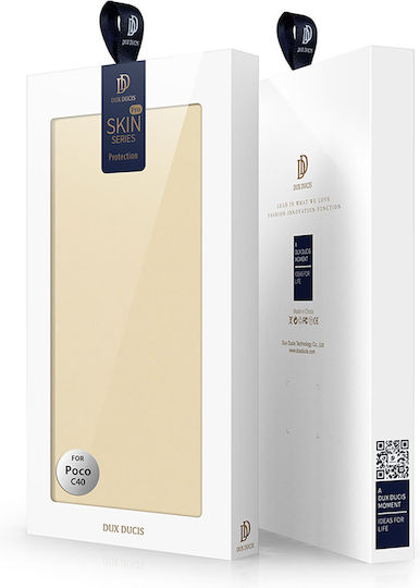 Dux Ducis Skin Pro Книга Изкуствена кожа Златист (Poco C40)