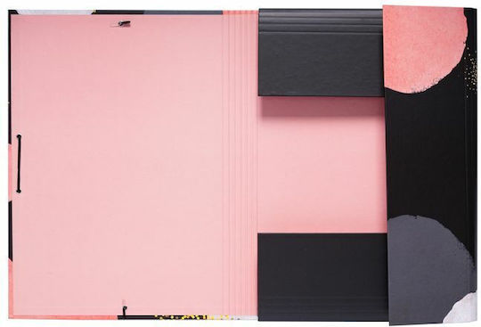 Grupo Erik Folder Prespan with Rubber Band and Ears for Paper A4 Black Glitter Gold Dreams