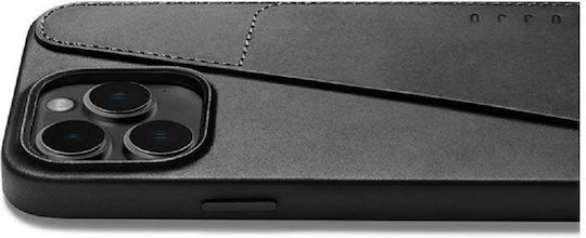 Mujjo Back Cover Δερμάτινο 1mm με Υποδοχή για Κάρτες Μαύρο (iPhone 14 Pro Max)