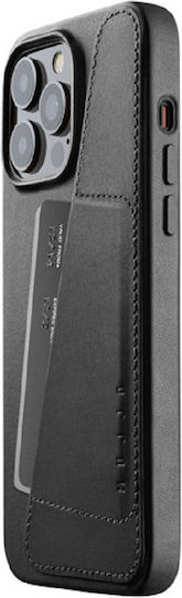 Mujjo Back Cover Δερμάτινο 1mm με Υποδοχή για Κάρτες Μαύρο (iPhone 14 Pro Max)