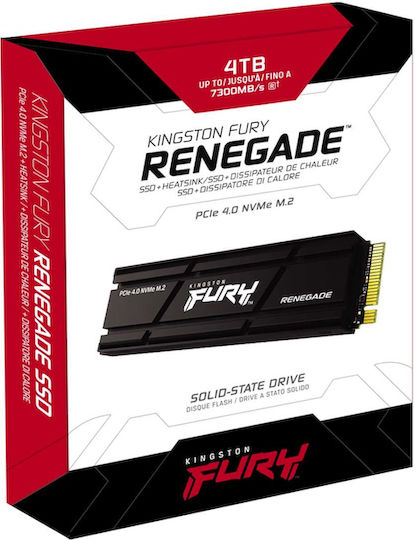 Kingston Fury Renegade cu Radiator SSD 4TB tip M.2 cu Conexiune PCI Express 4.0 și Radiator Compatibil cu PlayStation 5 SFYRDK/4000G