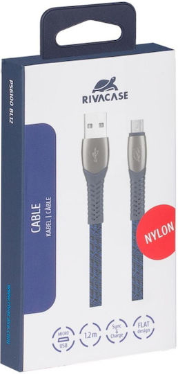 Rivacase Braided USB 2.0 to micro USB Cable Μπλε 1.2m (PS6100 BL12)