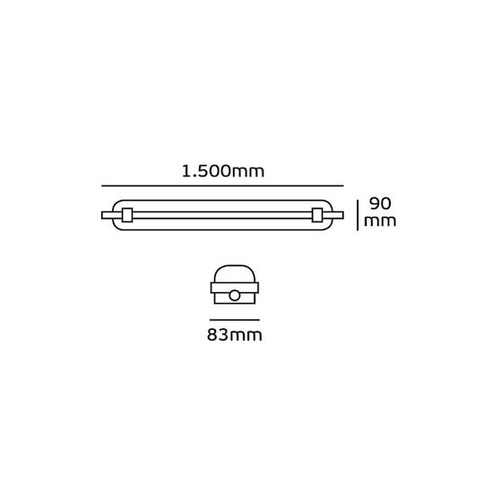VK Lighting Lighting Batten Double-Ended Outdoor with 1 Slot for LED Lamp T8 150cm