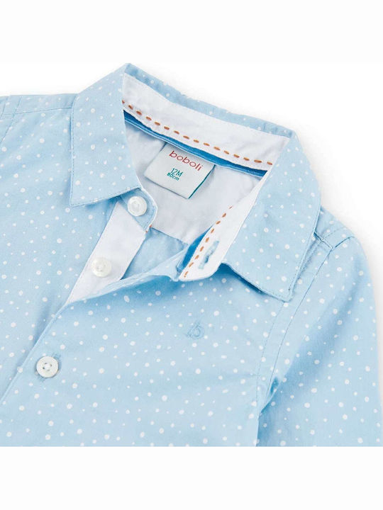 Kinder Polka Dot Hemd Langarm Hellblau