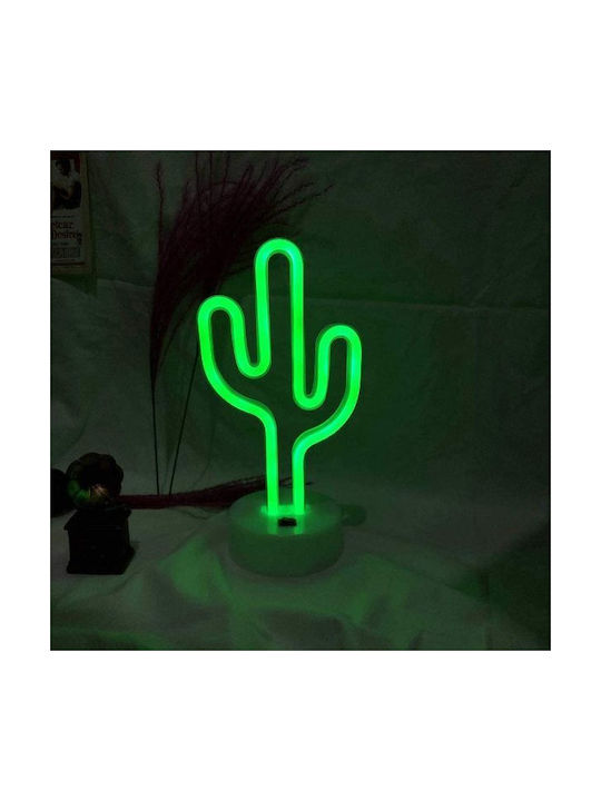 Decorative Lamp Cactus Neon Battery Green