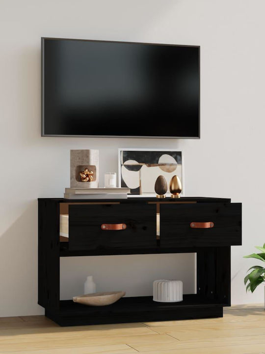 TV-Ständer aus Massivholz Schwarz M90xT40xH60cm