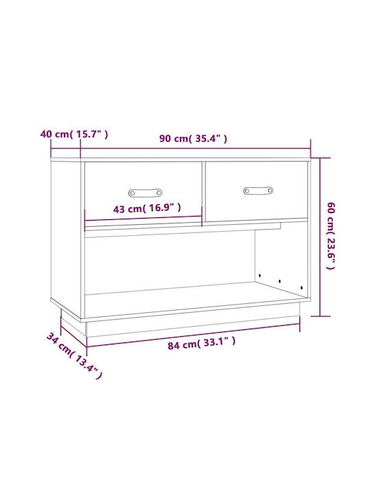 TV-Ständer aus Massivholz Schwarz M90xT40xH60cm