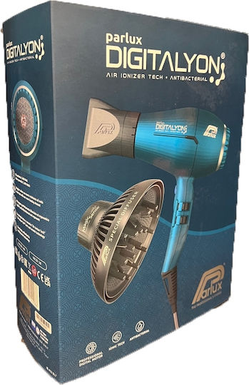 Parlux Digitalyon Magic Sense Ionic Professional Hair Dryer with Diffuser 2400W Glitter Blue