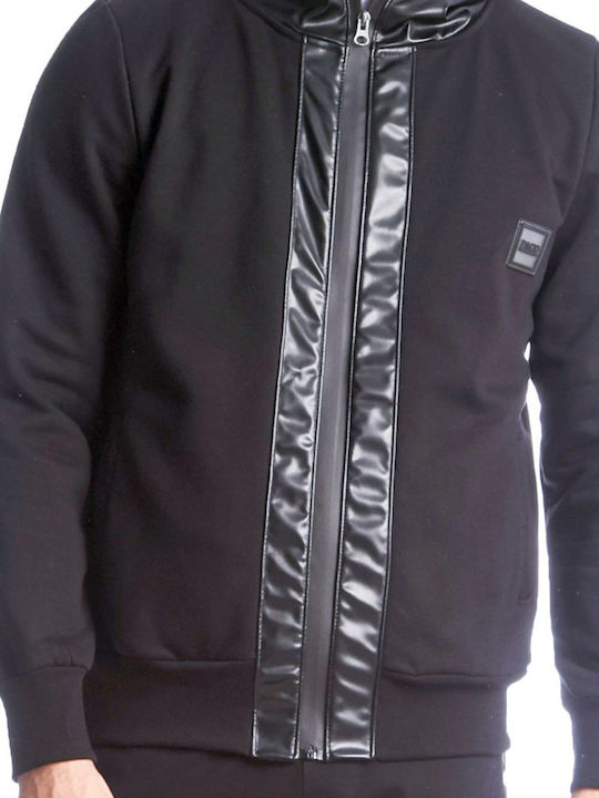 Paco & Co Men's Sweatshirt Jacket with Hood and Pockets Black