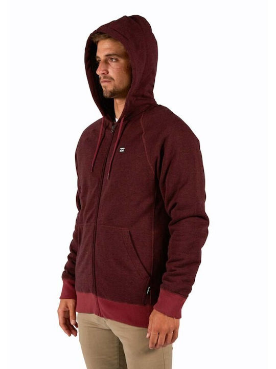 Billabong Men's Sweatshirt Jacket with Hood and Pockets Burgundy