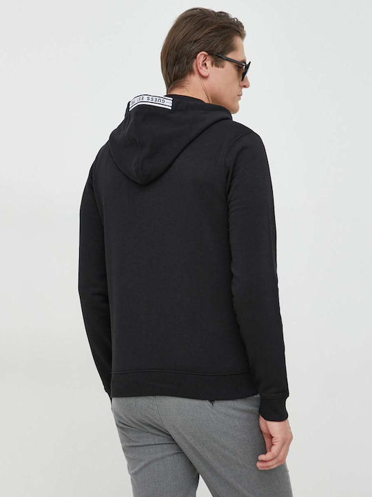 Guess Men's Sweatshirt Jacket with Hood and Pockets Black