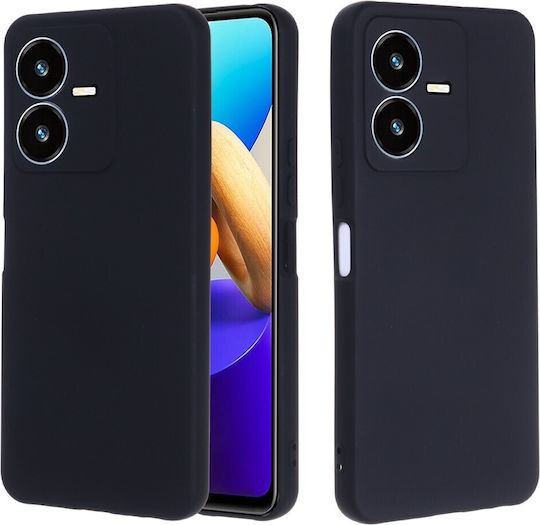 Soft Liquid Back Cover Σιλικόνης με Λουράκι Μαύρο (Vivo Y22S)