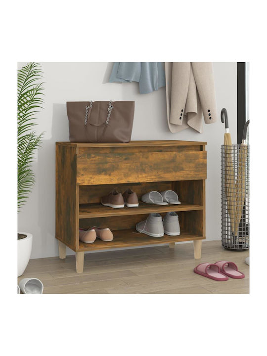 Wooden Shoe Organizer with 2 Shelves Brown 70x36x60cm