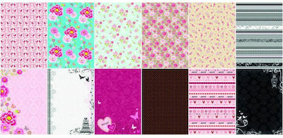 Folia Cardboard Glitter Sweet A4 Block 12 Sheets