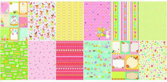 Folia Χαρτόνι Glitter Spring/Easter A4 σε Μπλοκ 12 Φύλλων
