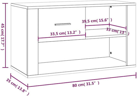 Wooden Shoe Organizer with 2 Shelves Yellow 80x35x45cm