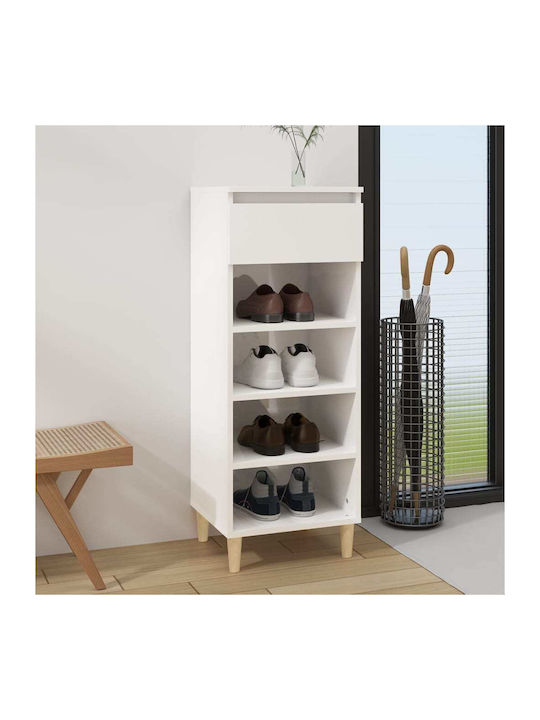 Wooden Shoe Organizer with 4 Shelves White 40x36x105cm