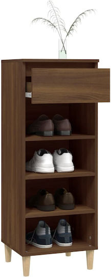 Wooden Shoe Organizer with 4 Shelves Yellow 40x36x105cm