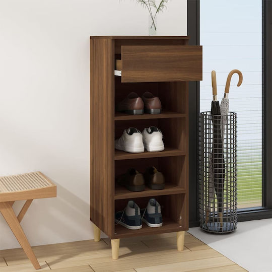 Wooden Shoe Organizer with 4 Shelves Yellow 40x36x105cm