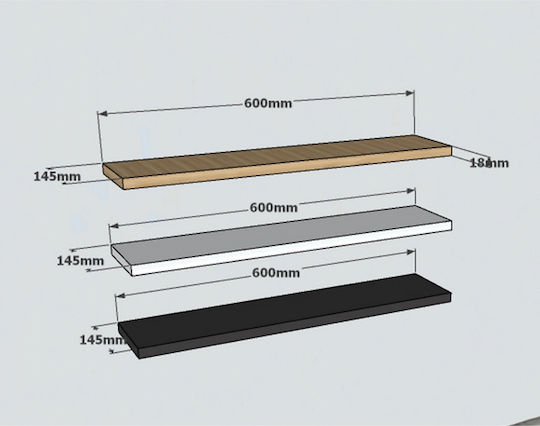 Wall Shelves Boss White (3 Pieces) 60x14.5x1.8cm
