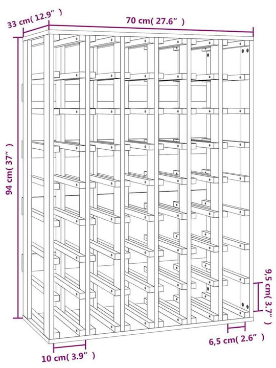 vidaXL Wandmontiert Weinkeller Hölzernes für 48 Flaschen Braun 70x33x94εκ.