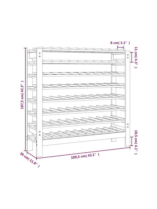 vidaXL Wandmontiert Weinkeller Hölzernes für 80 Flaschen Braun 109.5x30x107.5εκ.