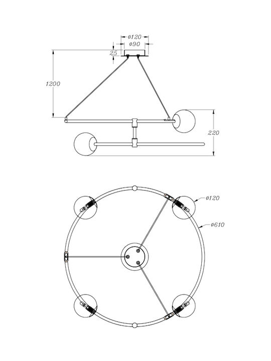 Maytoni Balance Suspendat Candelabru pentru 4 Becuri G9 Aur