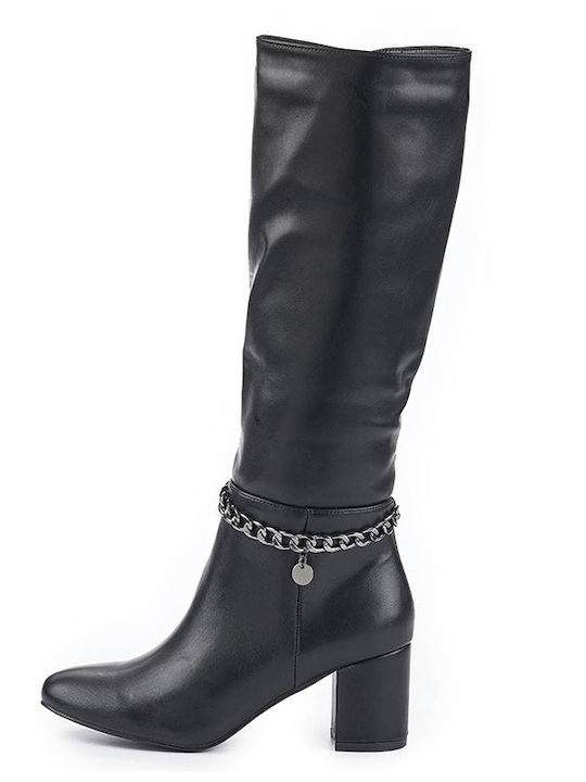 Verde High Heel Women's Boots with Zipper Black