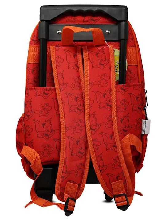 Sunce Tom & Jerry School Bag Trolley Elementary, Elementary Red with Water Bottle Holder 14.5Liters