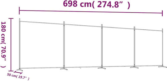 vidaXL Decorative Room Divider Fabric with 4 Panels 698x180cm
