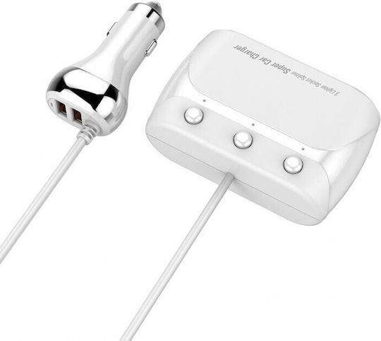 Ldnio C504Q Car Charger 160W with 4x USB-A Ports White Color