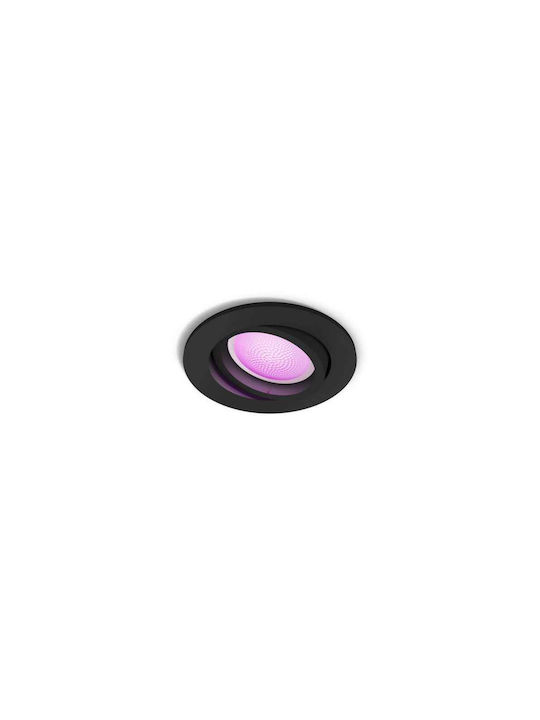 Philips Centura Στρογγυλό Μεταλλικό Χωνευτό Σποτ με Ενσωματωμένο LED RGB Μαύρο 10x10εκ.